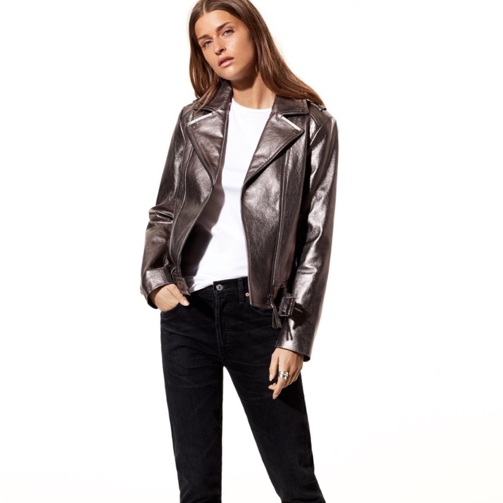 Aritzia Mackage Kenya Metallic Leather Jacket